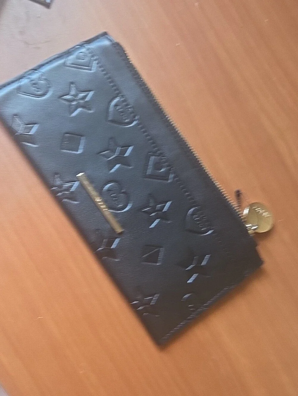 Aldo Black Zip Pouch with Gold Hardware